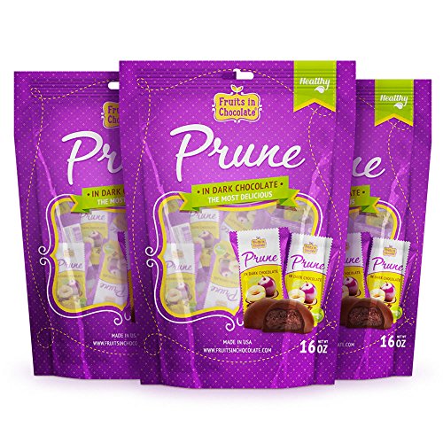 Dark Chocolate Covered Prunes, 6 Oz Bag (Pack of 3)