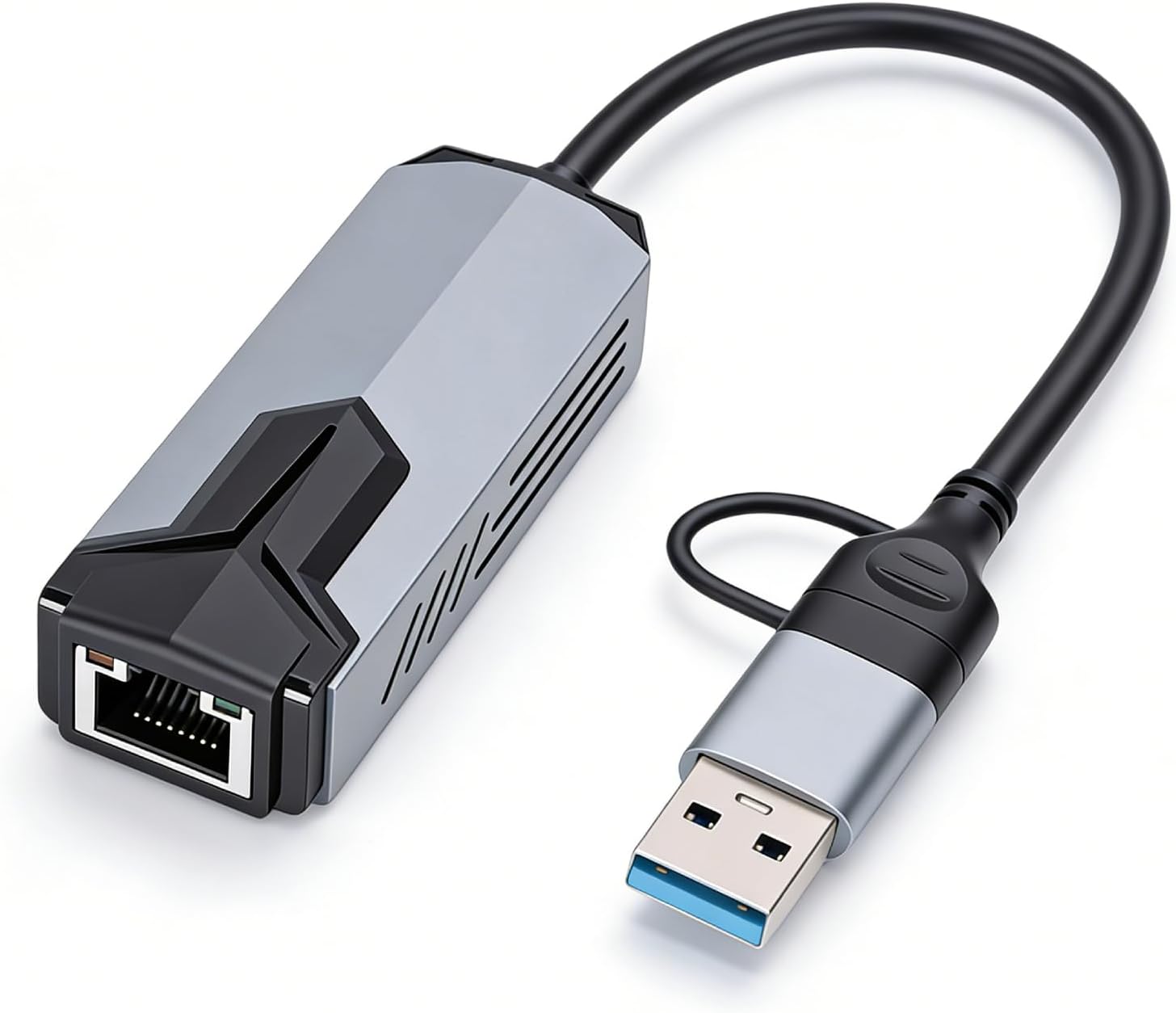 Bewinner USB C & USB A to Ethernet Adapter, 5Gbps High Speed Type C to RJ45 Network Converter with Aluminum Alloy Casing, for Laptop Tablet 10 11 OS X 10.6