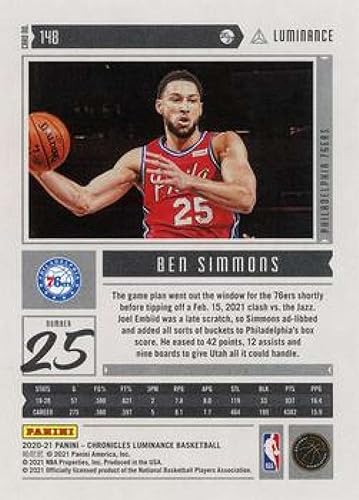 Miniatura 2 de 2020-21 Panini Chronicles #148 Ben Simmons Philadelphia 76ers NBA Basketball Trading Card