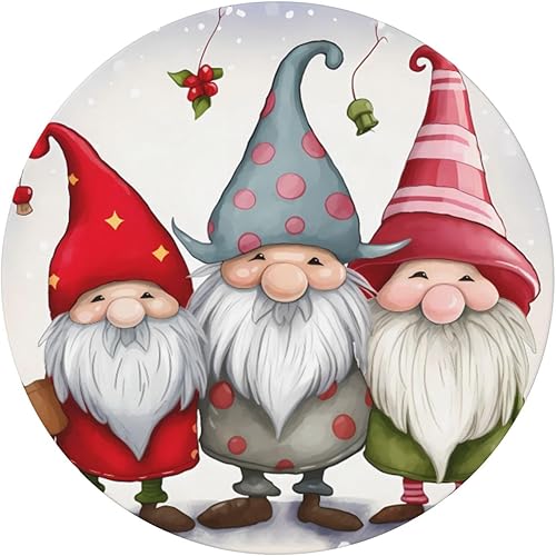 Miniatura 5 de Mantel redondo de gnomo navideño con muñeco de nieve de invierno (48 pulgadas para mesa de 40 a 44 pulgadas), mantel ajustable con borde elástico