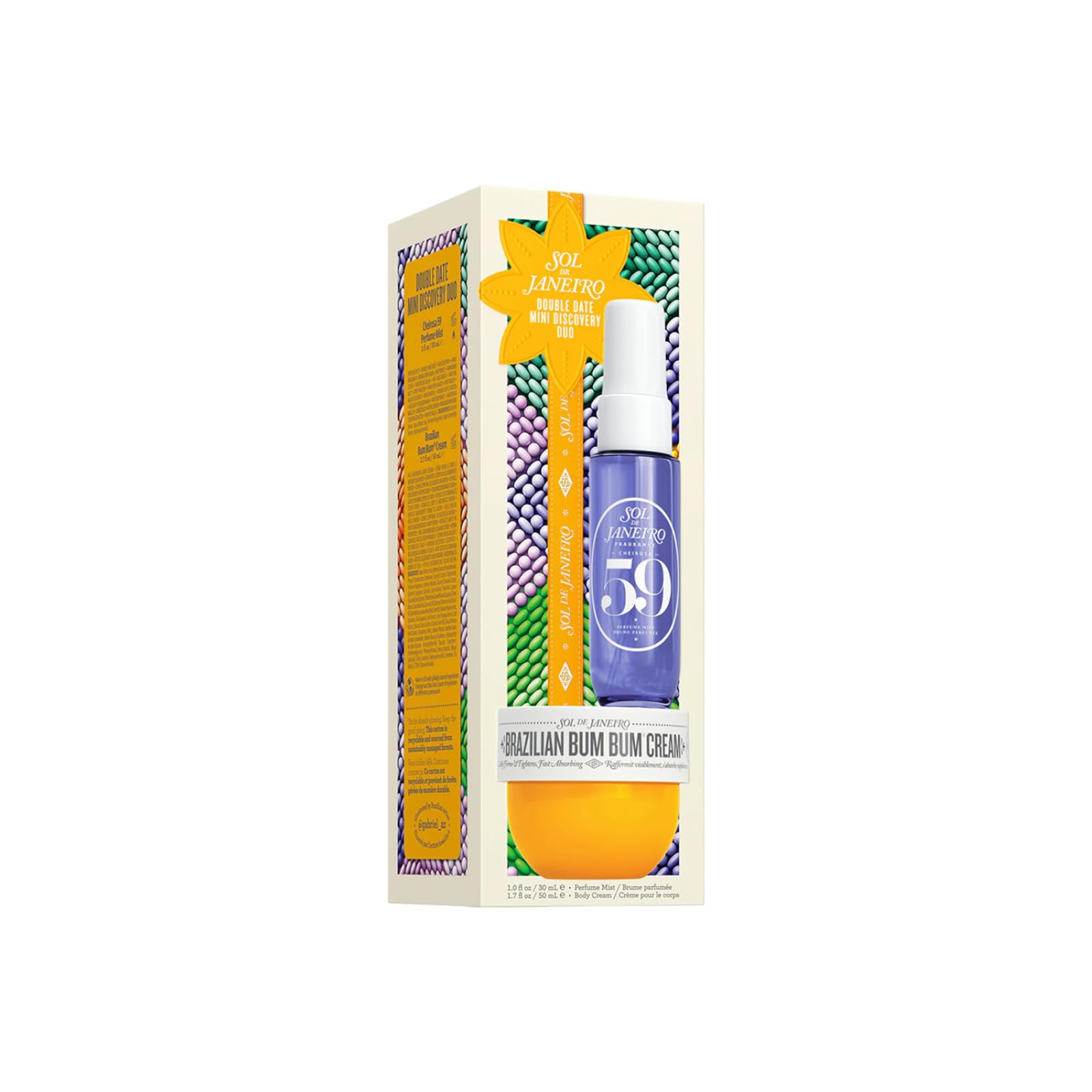Sol de Janeiro Double Date, ensemble de cosmétiques avec Cheirosa '59 spray pour le corps et les cheveux 30 ml, crème Brazilian Bum Bum 50 ml, format voyage