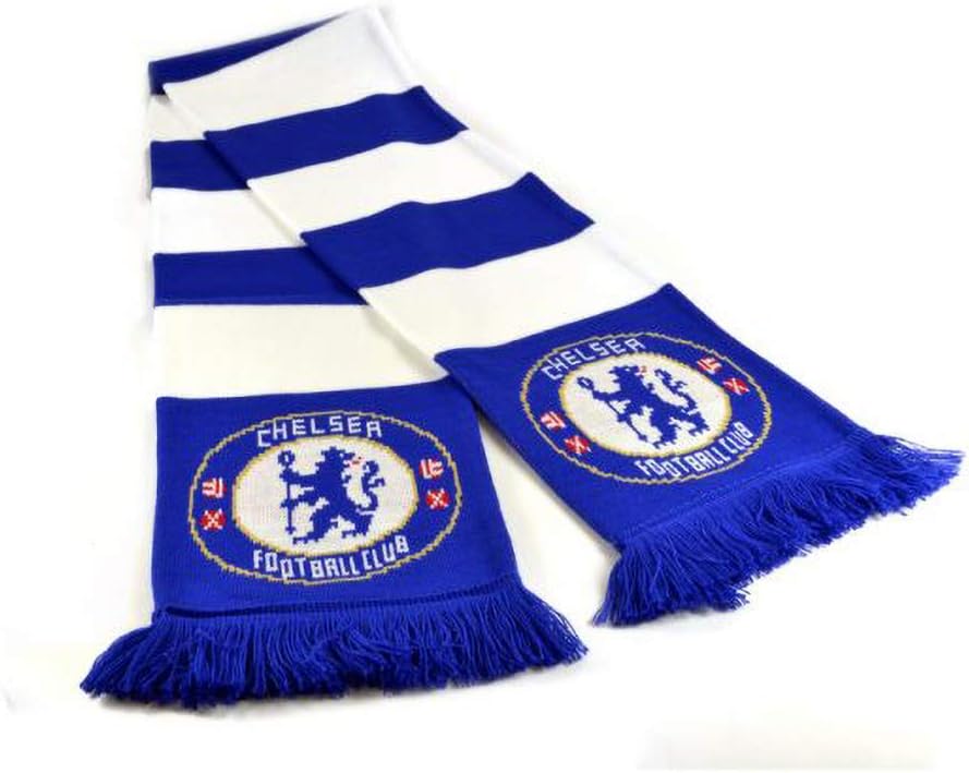 Chelsea FC Official Soccer Jacquard Bar Scarf (One Size) (Blue/White) - Image 2