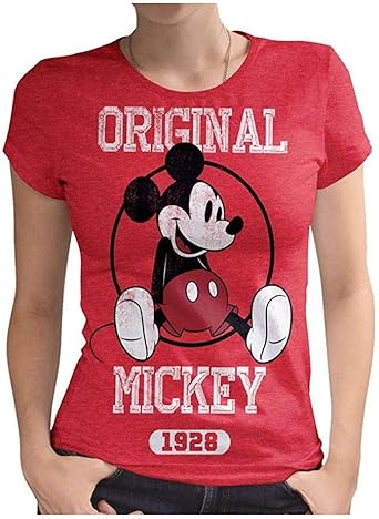 Mickey Mouse Women's Premium Vintage T-Shirt Mickey (Red) (S-L) - Red -  Small : Amazon.co.uk: Clothing
