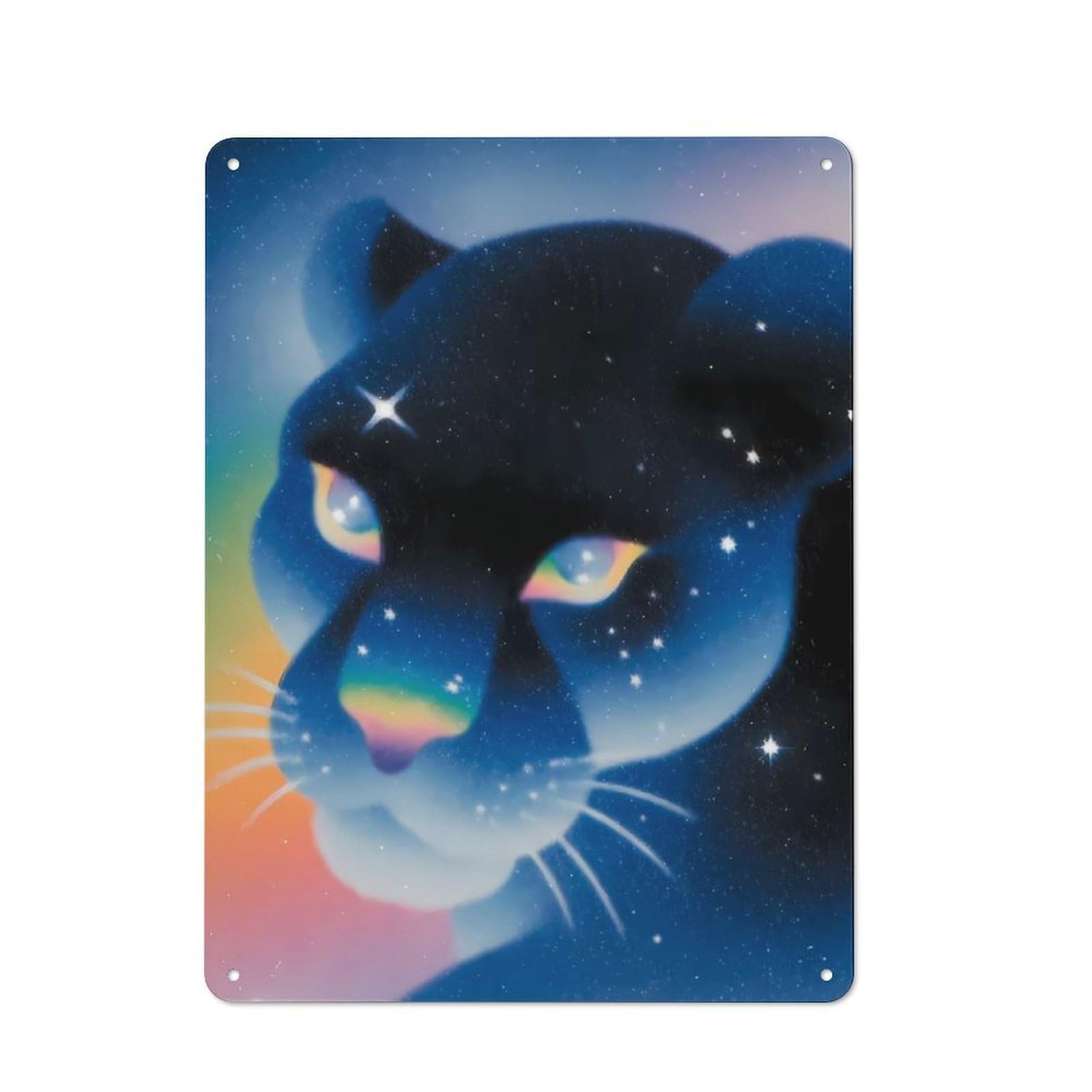 Junmoney Cosmic Panther Portrait Metal Wall Sign 40X30cm Featuring For Bar Or Restaurant, For Bar Decor Enthusiasts