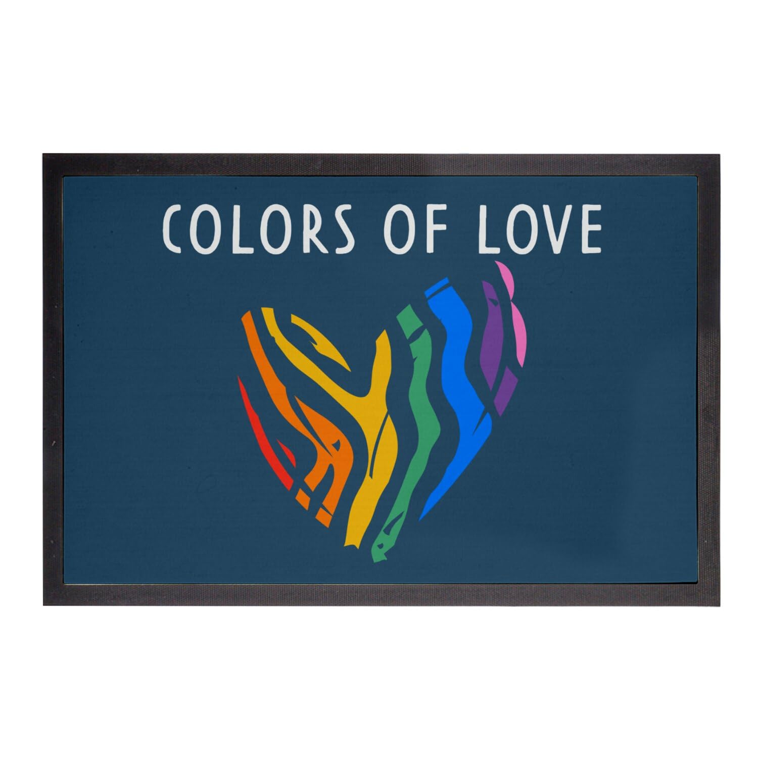 Paillasson bleu LGBTQ+ Colors of Love tapis d'entrée cœur gay trans 75x50 cm