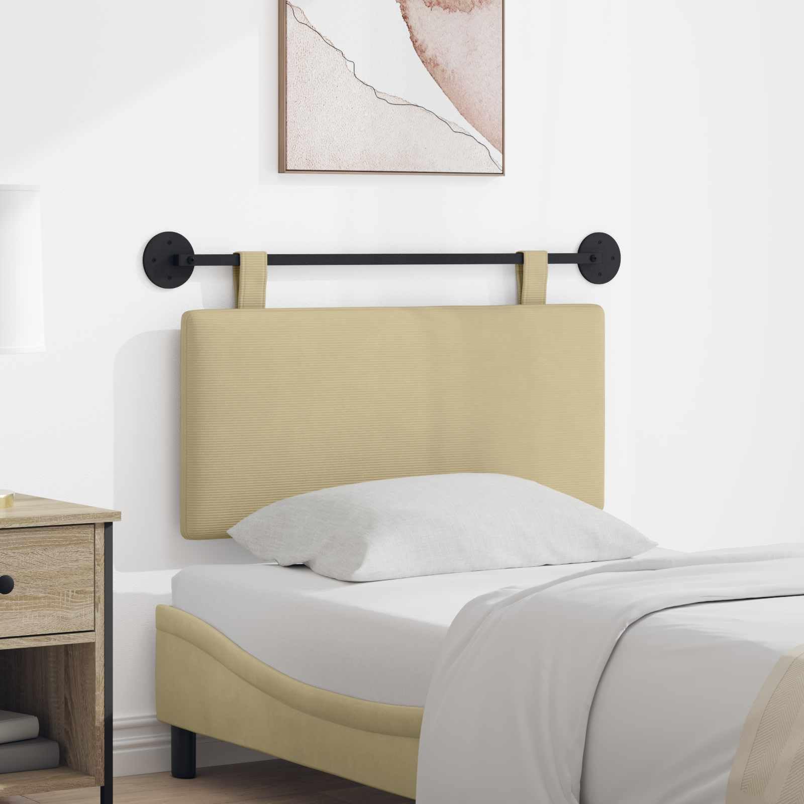 Cabecero colgante de pana montado en la pared, panel acolchado rectangular, composición de tela duradera, versátil como respaldo o cabecero de cama