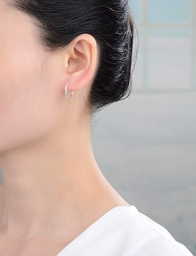 Miniatura 4 de Adabele Authentic Sterling Silver C Hoop Huggie Earrings 10mm 15mm 20mm with 3mm Dot Hypoallergenic Nickel Free Women Jewelry