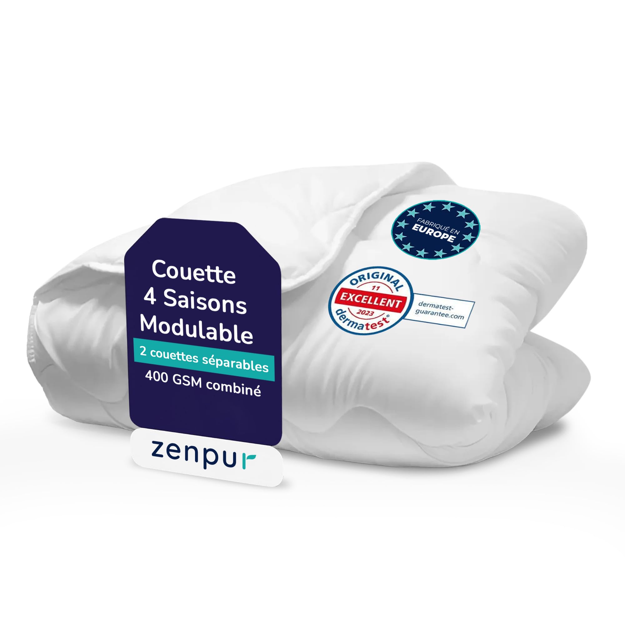 ZenPur Premium Couette 140x200 4 Saisons - 3 en 1 Couette Chaude en Hiver, légère en été, lit 90x190 - Couette 1 Personne, Duvet 1 Personne. Lavable en Machine à 45°C