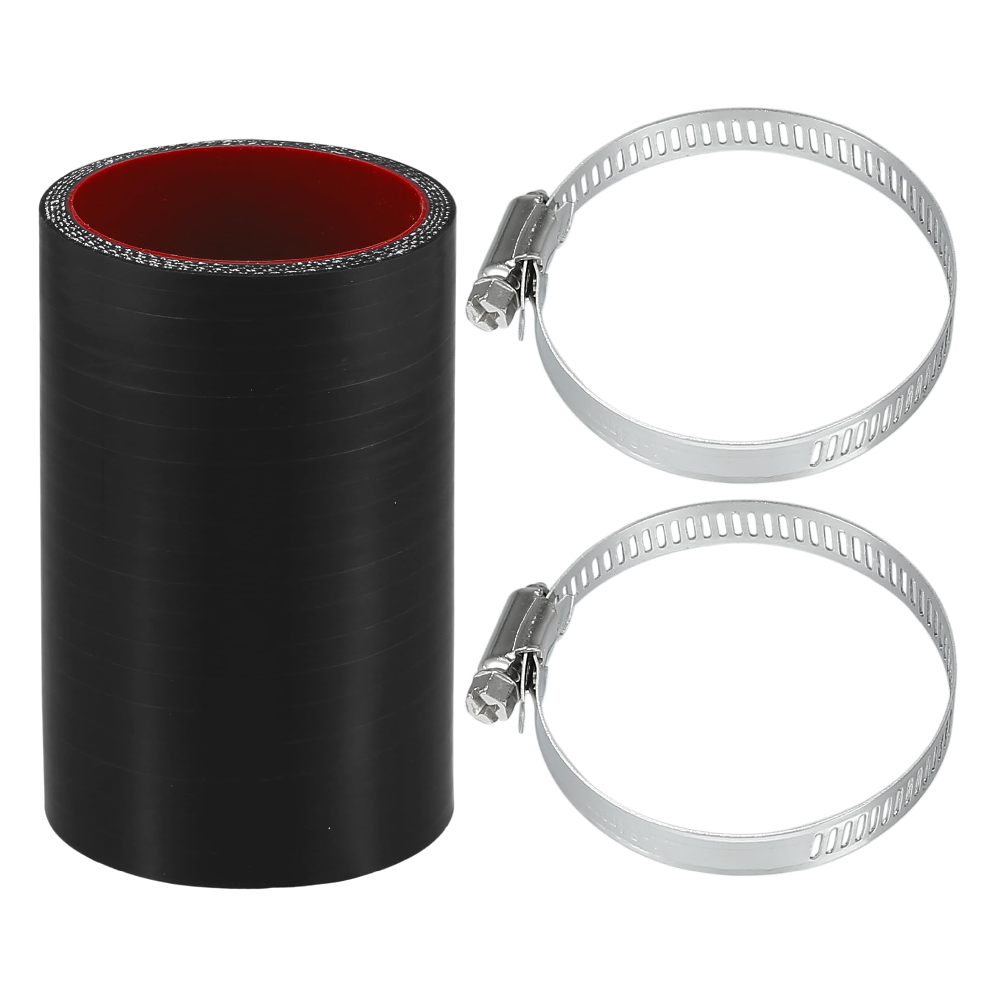 X AUTOHAUX Straight Coupler Silicone Hose 2.13" ID 3.94" Length 0 Degree Universal Car Silicone Hose Coolant Hose 4-Ply 5mm Thickness Air Intake/Turbo/Intercooler Piping Tube Black Red 1 Set