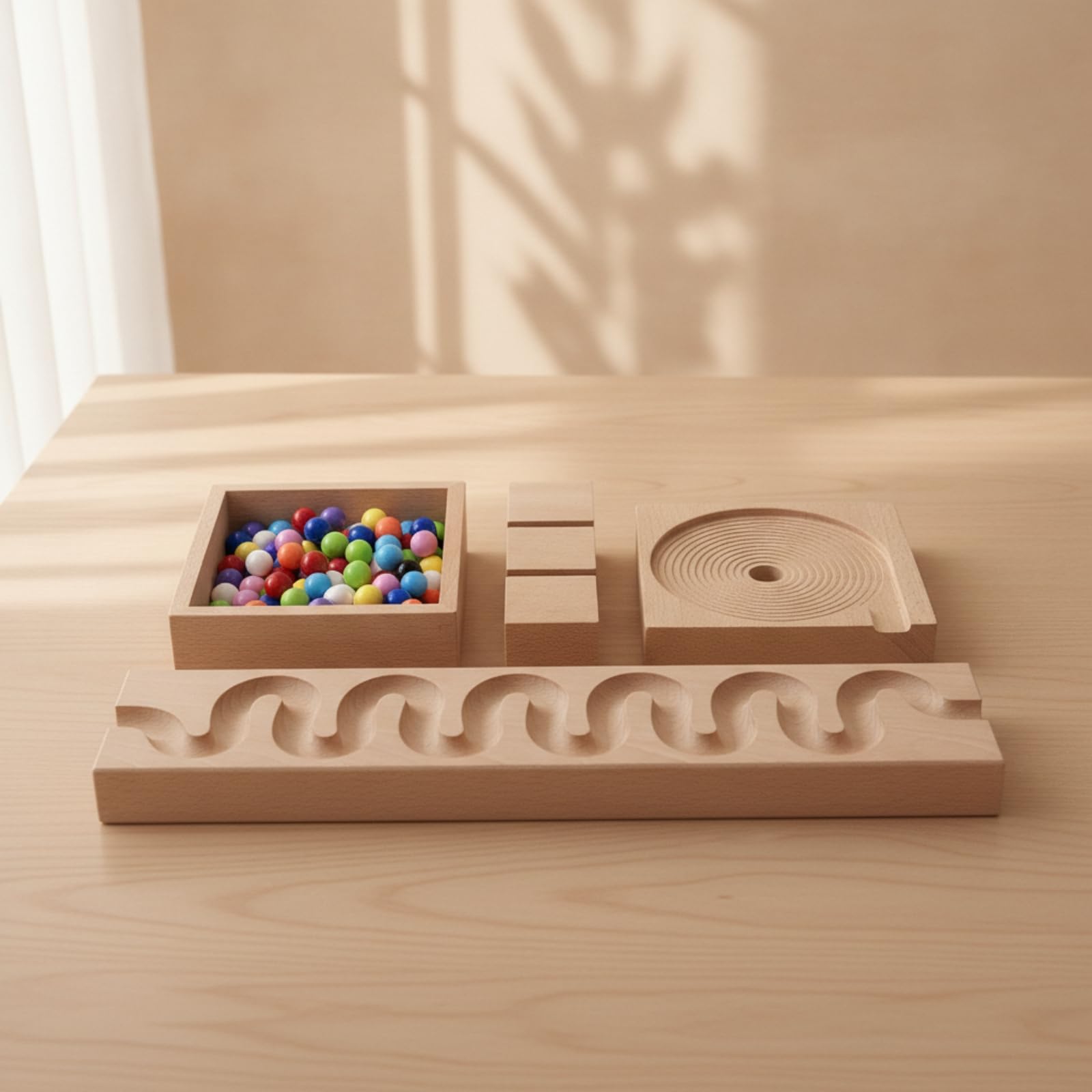 Murmelbahn Holz Kinder Bausteine Kugelbahn Pädagogisches Spielzeug Lernhilfe mit Spiralbrett Und Kugel Führung aus Buchenholz für Vorschule Klassenzimmer Eltern Kind Interaktion