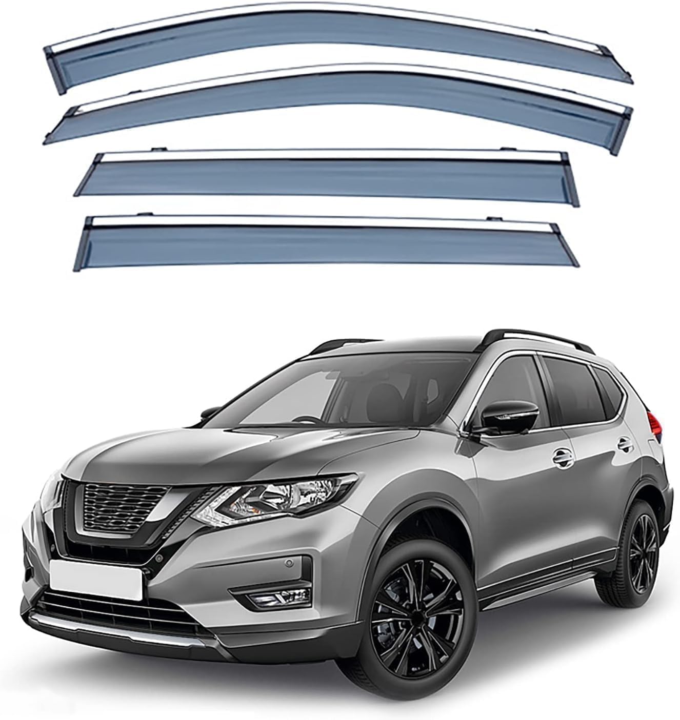 Panxuc Normal Car Wind Deflectors For Nissan X-Trail Rogue Mk3-T32 2014-2020, Side Window Wind Rain Deflector Window Visor Sun Rain Guard Smoke Guards