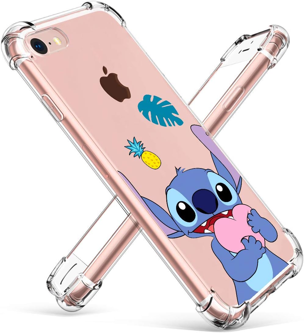 STSNanoCase for iPod Touch 5/6/7 Fashion Cute Cartoon Soft TPU Silicone Cover, Love Stch Design Fun Clear Funny Protective Skin Slim Fit Ultra-Thin Shockproof Teens Kids Cases for iPod Touch 7&6&5