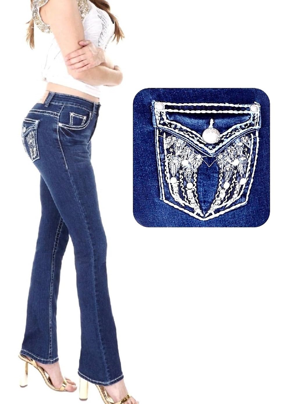 Clash/Jack David/Sexy Couture Women's Bootcut/Skinny Denim Jeans Stretch Blue