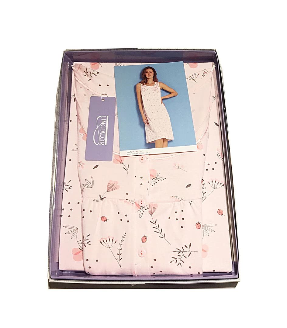 Leo Corsetteria Camisa de noche clásica para mujer, 100% algodón, sin mangas, hombro ancho, serafino hasta talla 64