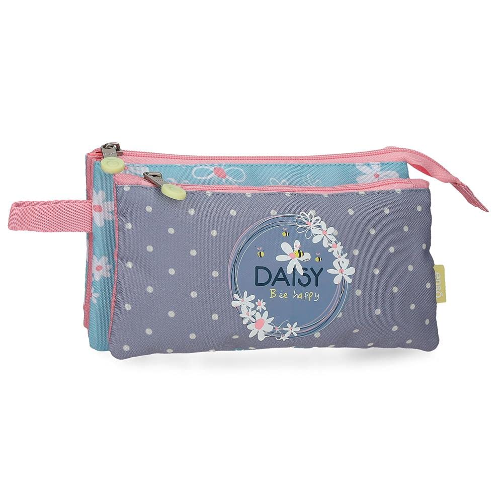 Enso Daisy Estuche Triple Azul 22x12x5 cms Poliéster