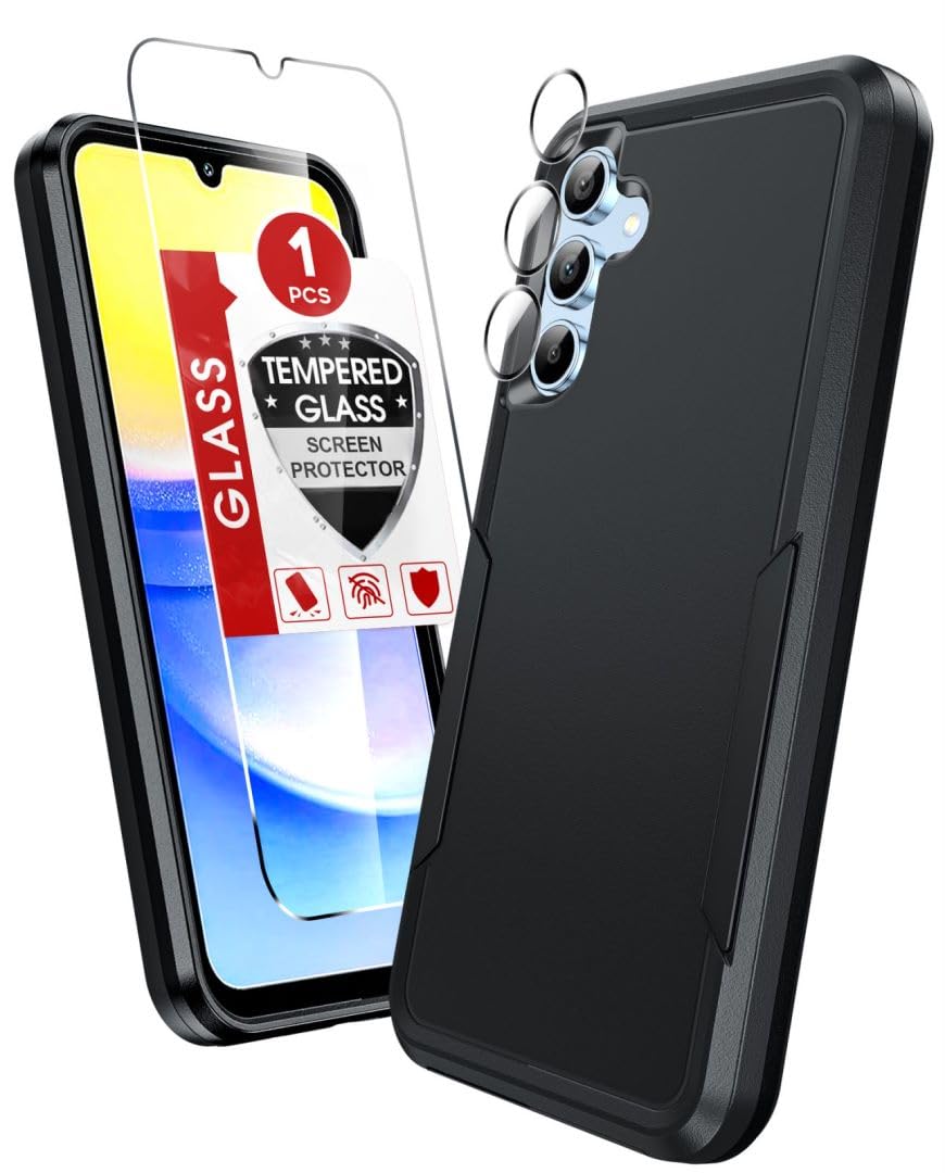 LeYi for Samsung-Galaxy-A15-Case, Samsung A15 Case with Screen Protector and Camera Lens Protector, Dual Layer Heavy Duty ...