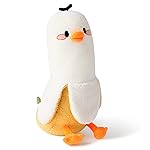 PEACH CAT Banana Duck Plush Pillow Duck Stuffed Animal Cute Banana Plushie for Girls and Boys White 19.7