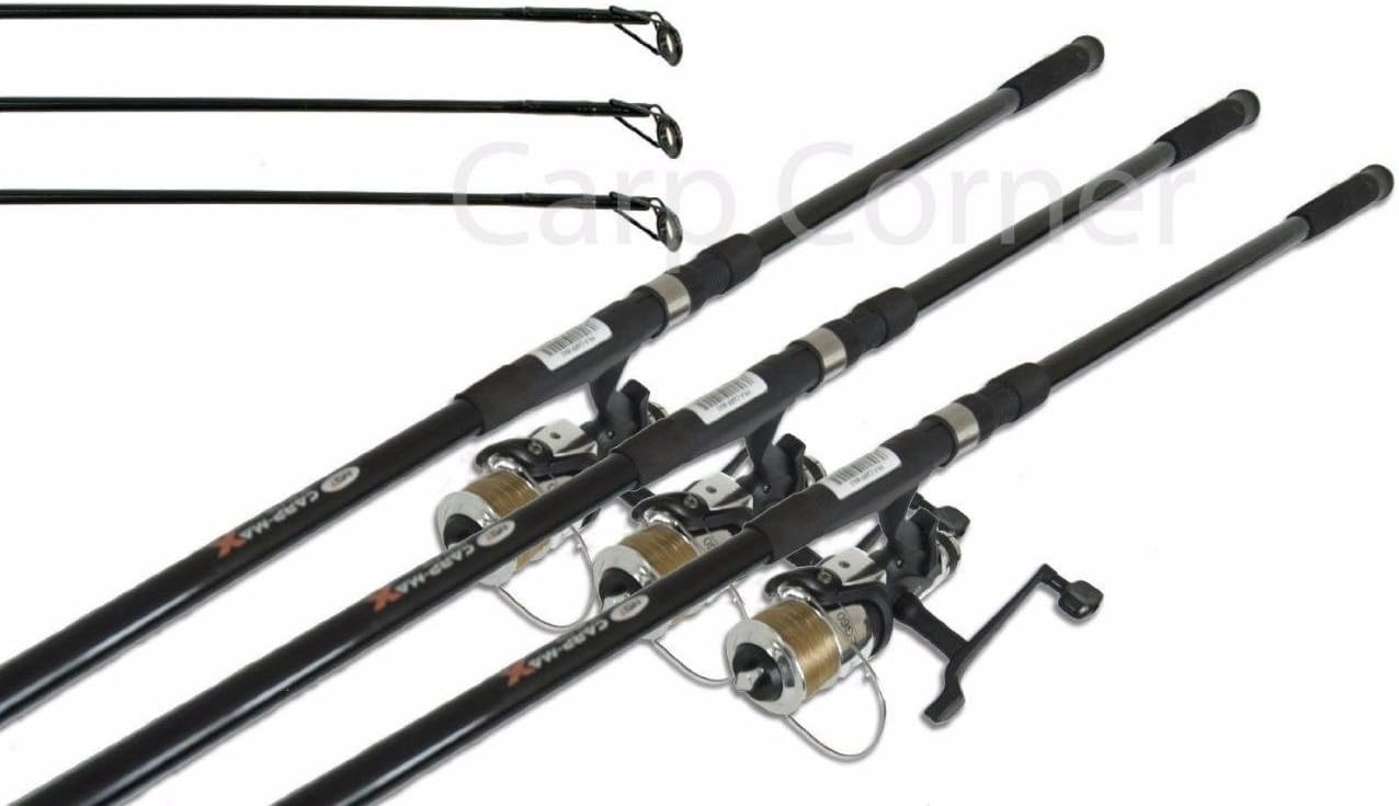 ngt Carp Fishing Setup 3x 12ft 2 Piece Carp Rods 2.75lb & 3x Baitrunner Reels Pre loaded With Line