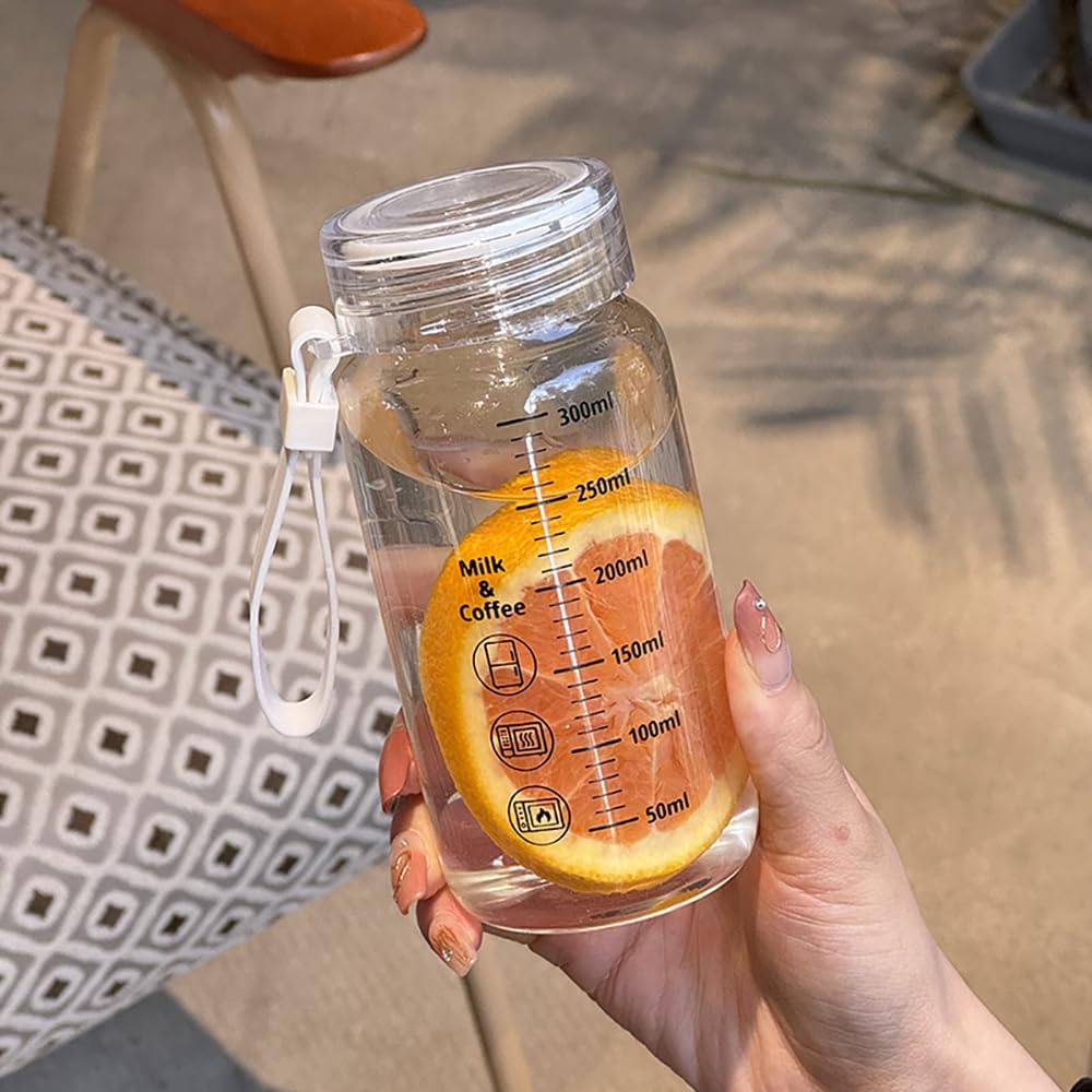 High Borosilicate Glass Cup With Lid,Graduated Drinking Bottle,Portable,Leak Proof,for Ice Tea,Coffee,and Milk for School,Office,Car - Image 2