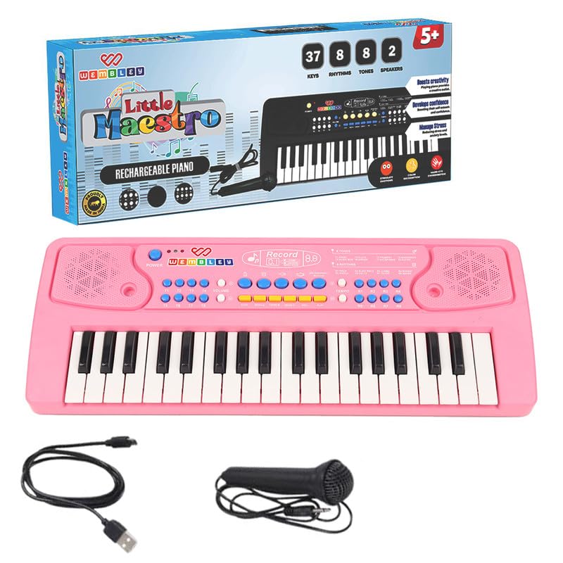 See full amazon price history chart for Wembley Kids Piano with Mic Electronic Keyboard Musical Toy for Beginners Boys Girls 3 4 5 6 7 8 9 Years with Recording 37 Keys 8 Rhythms 8 Tones 6 Demos Function - Pink Wembley Kids Piano with Mic Electronic Keyboard Musical Toy for Beginners Boys Girls 3 4 5 6 7 8 9 Years with Recording 37 Keys 8 Rhythms 8 Tones 6 Demos Function - Pink (B0D5R7BC1H) Amazon Price History, Amazon Price Tracker
