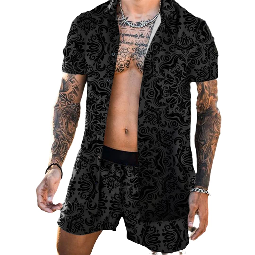 Chemise florale décontractée ensemble imprimé manches courtes tz-11 - 7