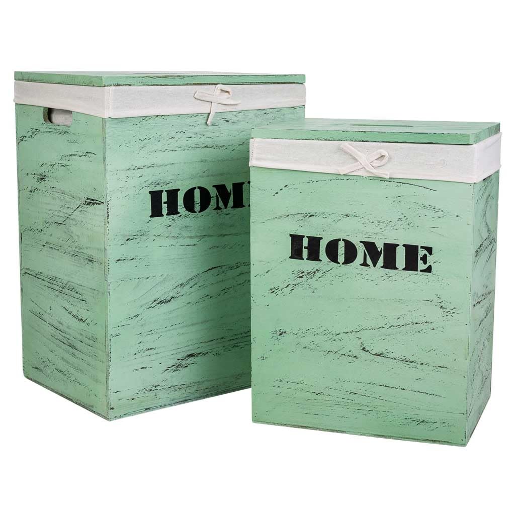 Set 2 cestos de Ropa de Madera Verdes