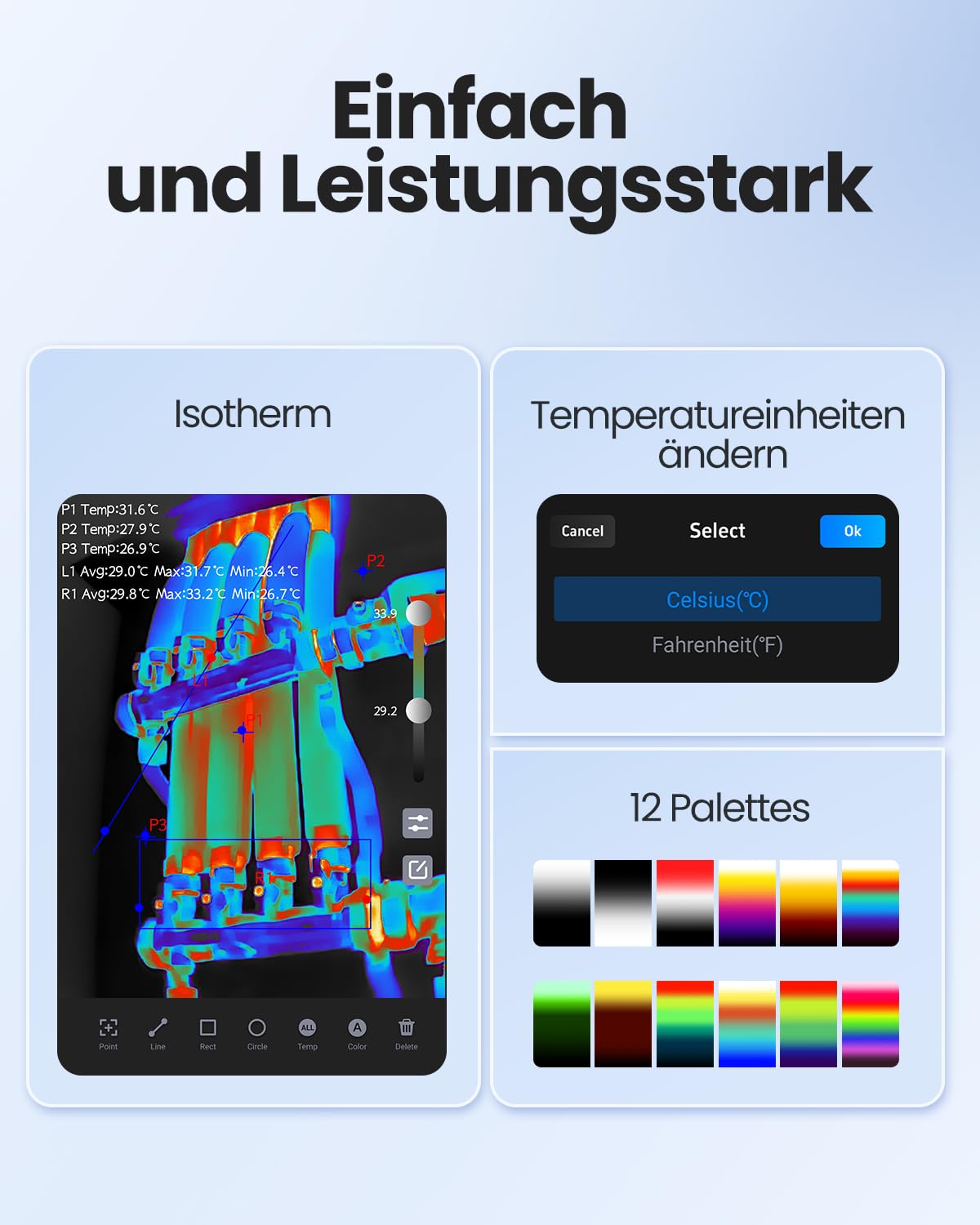 Thermal Master P1 Wärmebildkamera für iPhone 15/16 und Android Infrarotkamera mit Super IR Auflösung 320x240, Wärmebildkameras ±2℃ Genauigkeit Haus-Inspektion 15x Zoom, Grau
