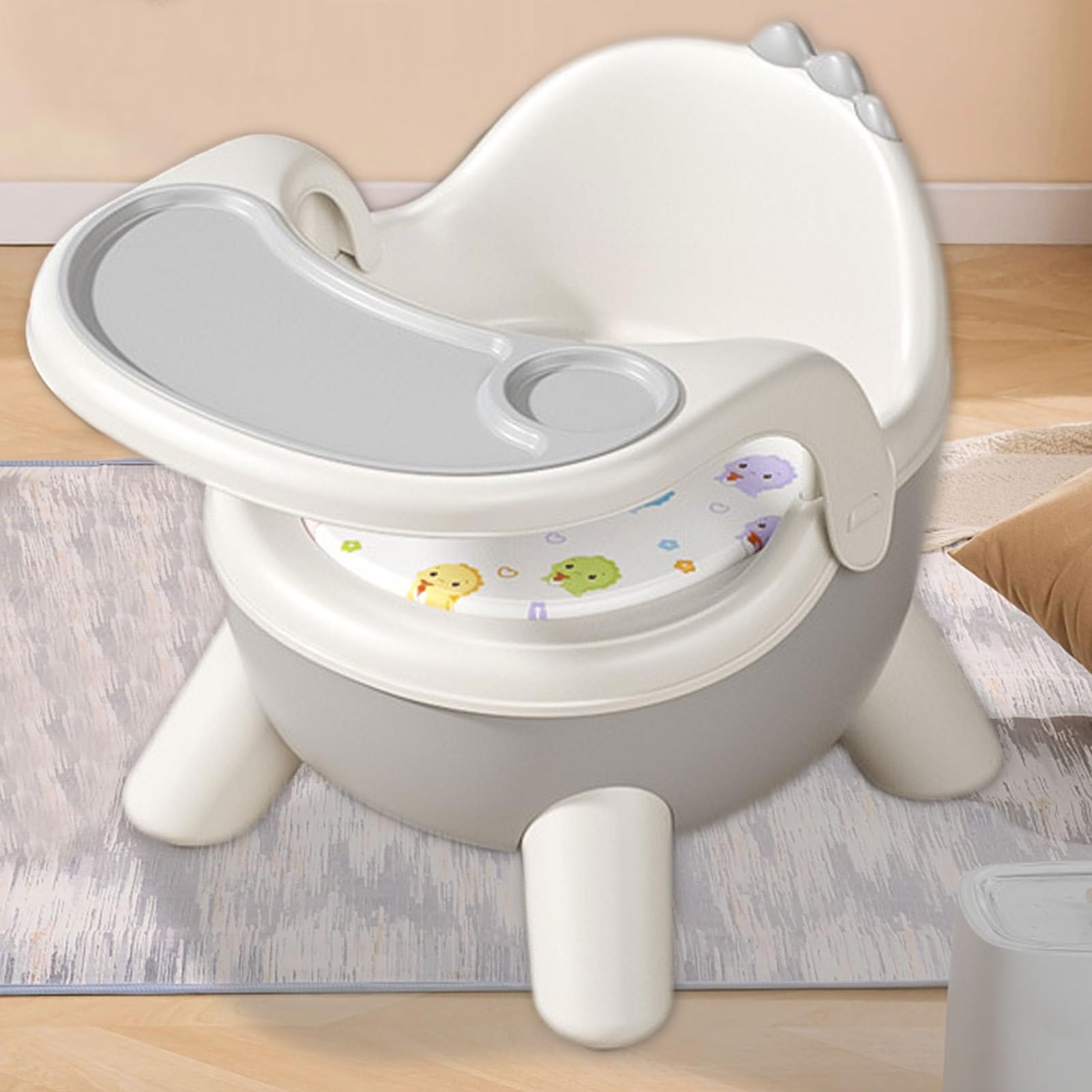 Sedia Per Alimentazione Bambini Sedia Da Pranzo Per Bambini Dinosauro | Con 2 Vassoio Rimovibili, Seduta Ergonomica Per Pratica Autosvezzamento LED Casa Esterno Asilo Picnic