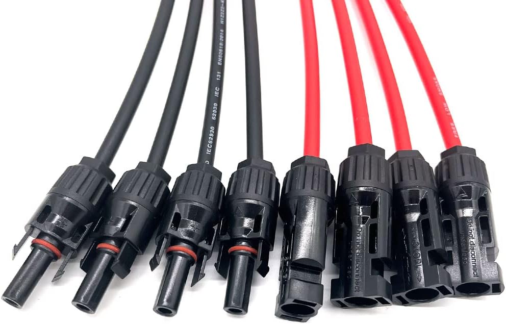 Solar Panel Connector Y Branch Solar Connector 1 to 4, 10 AWG Solar Cable and Connectors for Solar Combiner Box (1 Pair 1Y4)