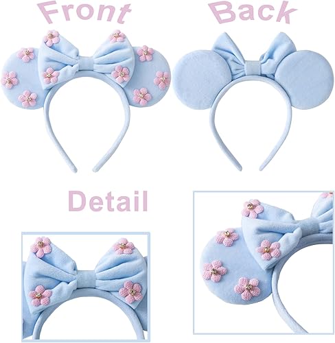 Miniatura 4 de KARETT Diadema de orejas de ratón con lentejuelas y lazo con purpurina, disfraces de cosplay, decoraciones de fiesta de princesa para niñas y mujeres