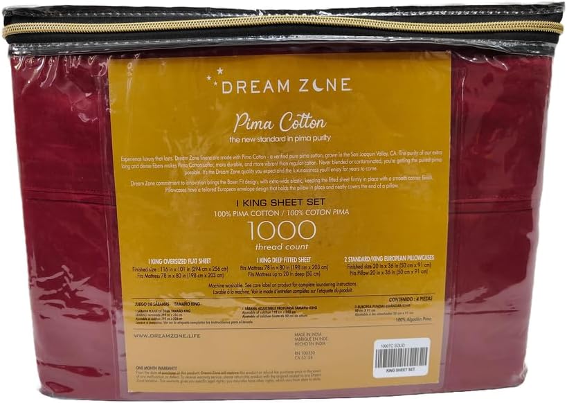 Dream Zone 1000 Thread Count Pima Cotton King Sheet Set in Ivory (Ivory,King)
