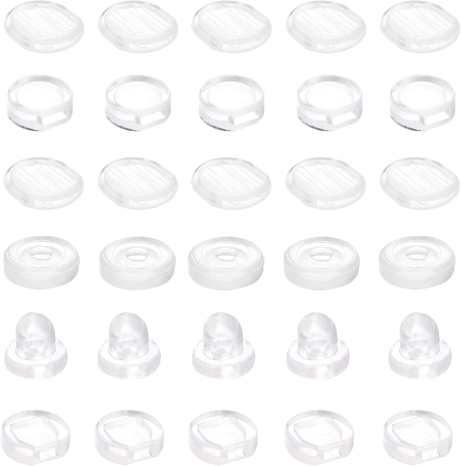 uxcell Earring Pads, 60pcs 6 Styles Silicone Clipon Earring Backs