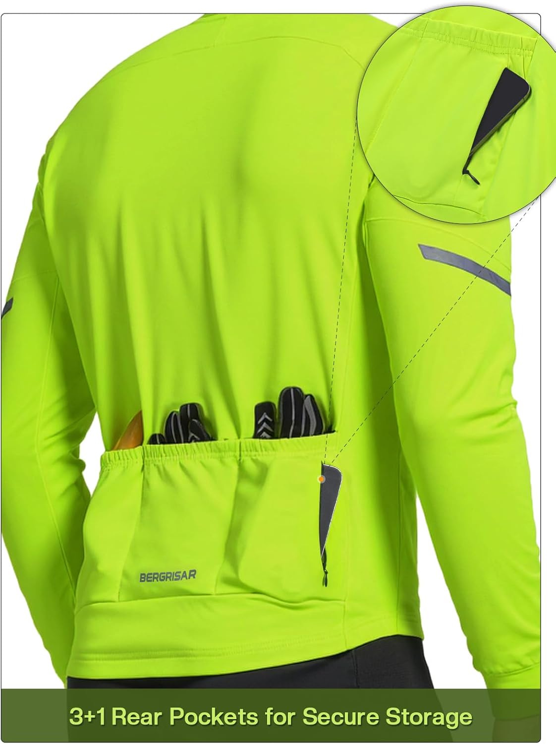 BERGRISAR Winter Thermal Cycling Jersey Men Long Sleeve Slim Fit Bike Bicycle Biking Shirts - Image 2