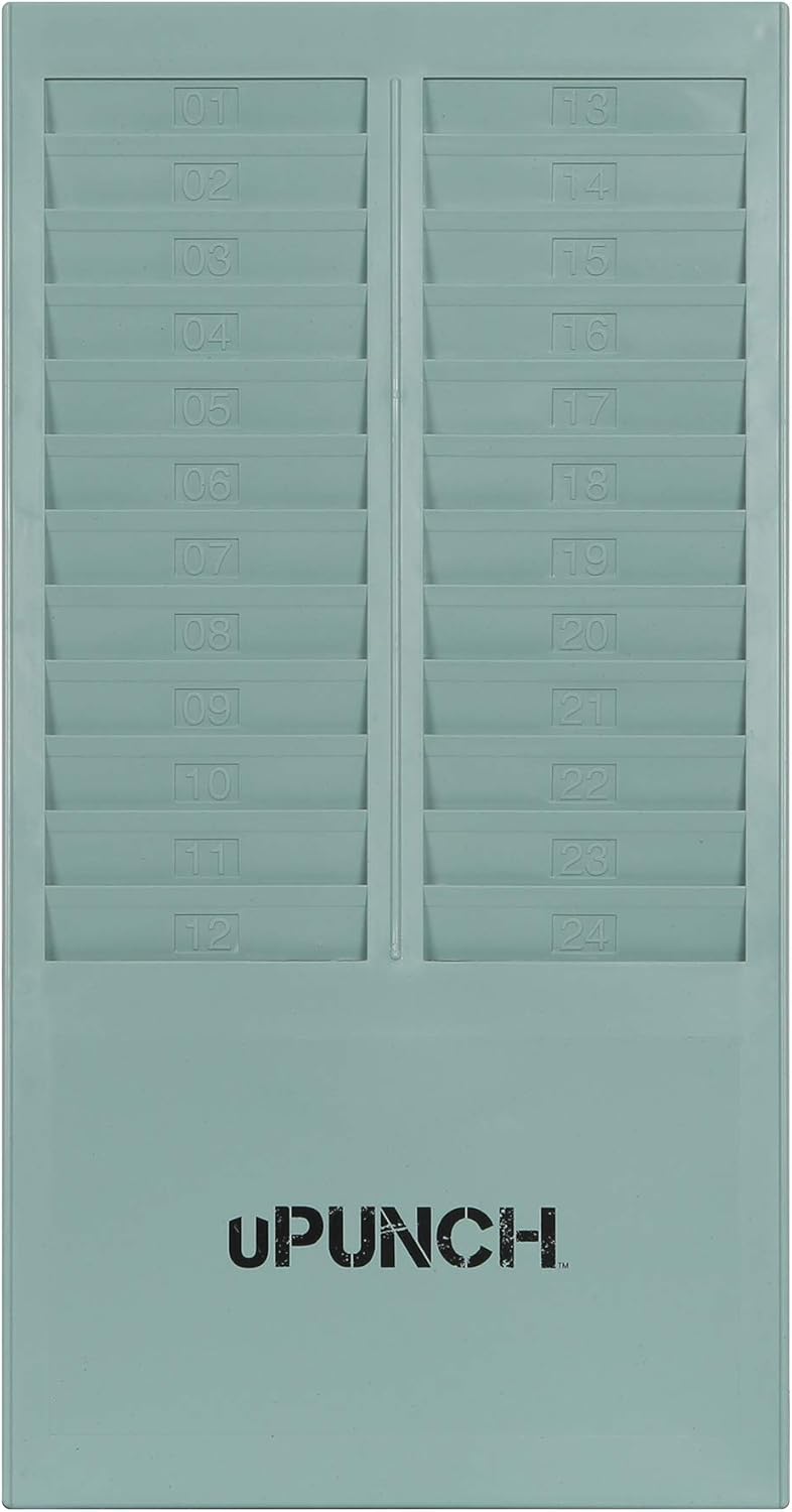 uPunch TIME Card Rack, 24 Pockets, Gray