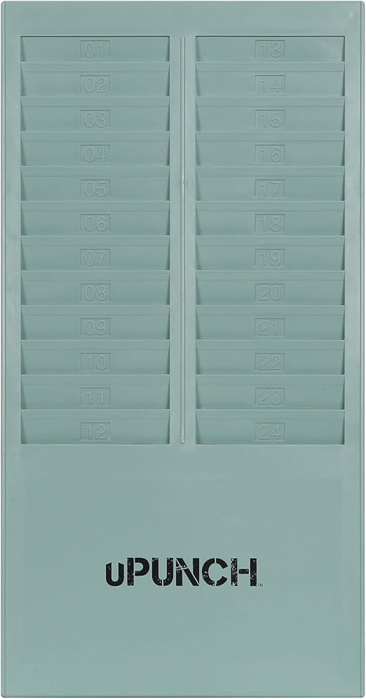 uPunch TIME Card Rack, 24 Pockets, Gray Office Products