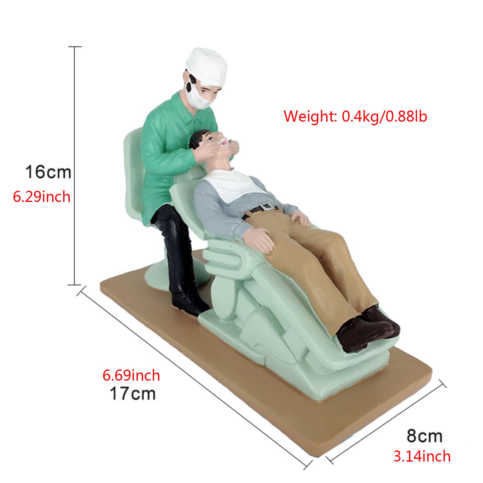Zahnarzt-Figur Zähne Dental Extraktion Handwerk Skulptur Dekorationen für Zahnärzte Zahnarztpraxis Zahndekoration Geschenke (Grün)