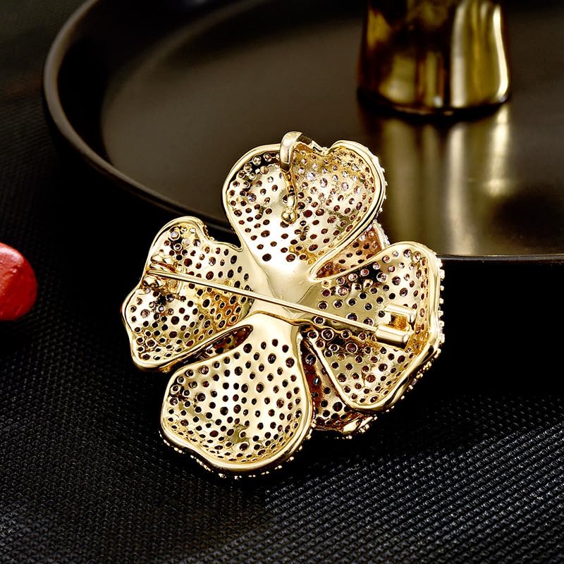 Image of Pearl Flower Brooch and Pins for Women Large Gold Luxury Elegant Pin Christmas Gift Jewelry