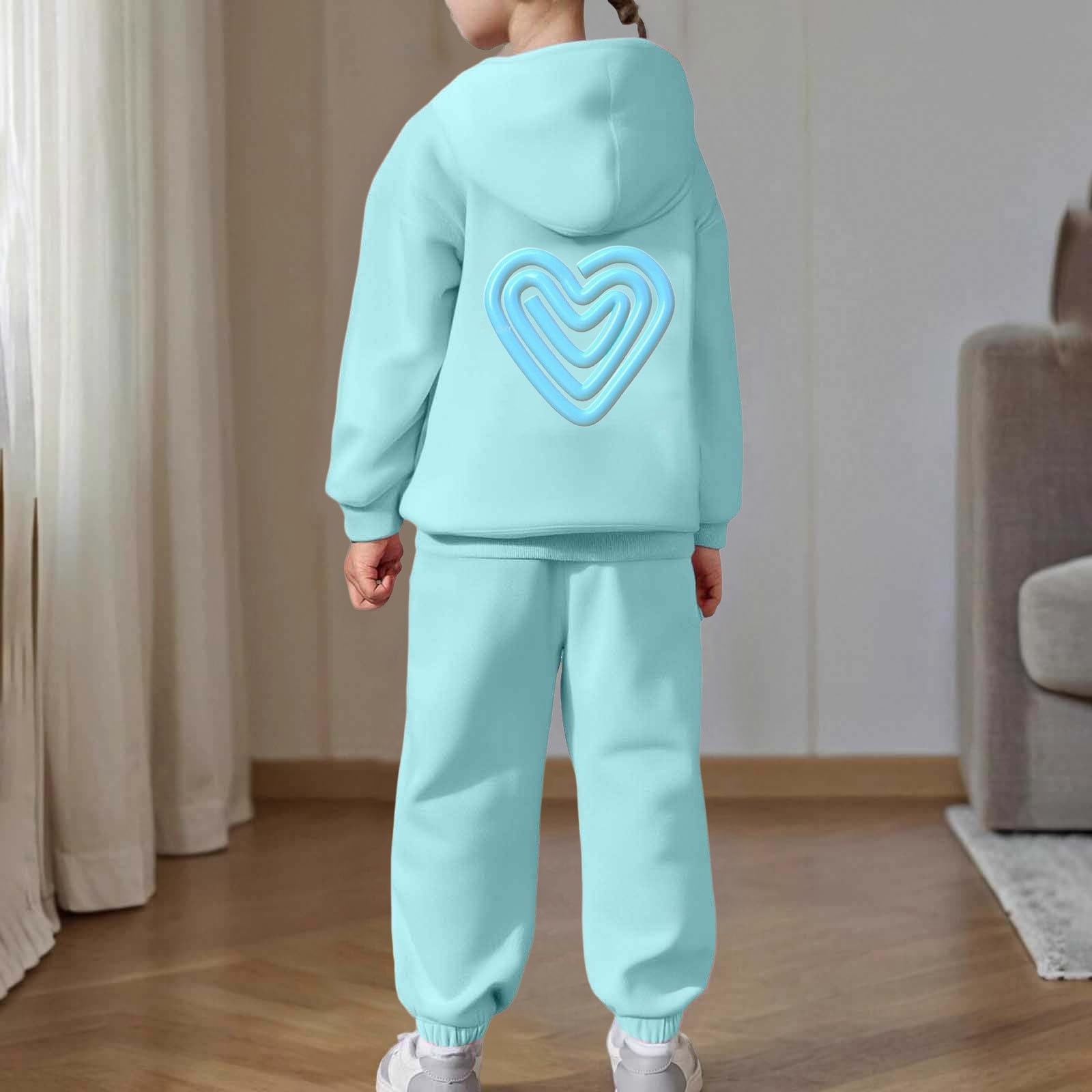 Conjunto Invierno Niña Deportivo Sudadera Con Capucha Y Pantalones Estampado Informal Completo Chandal Running Niña Holgados Baggy Elegante Comoda Primavera Otoño