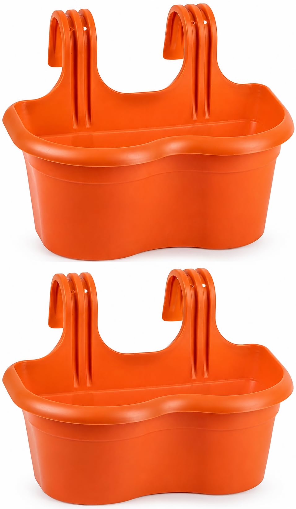Muddy Hands Pack of 2 Hanging Balcony Railing Planters – 37cm Window Box Flower Pots for Railings up to 6cm Wide – Outdoor Garden, Patio & Deck Planter Boxes – No Drainage Holes, Terracotta