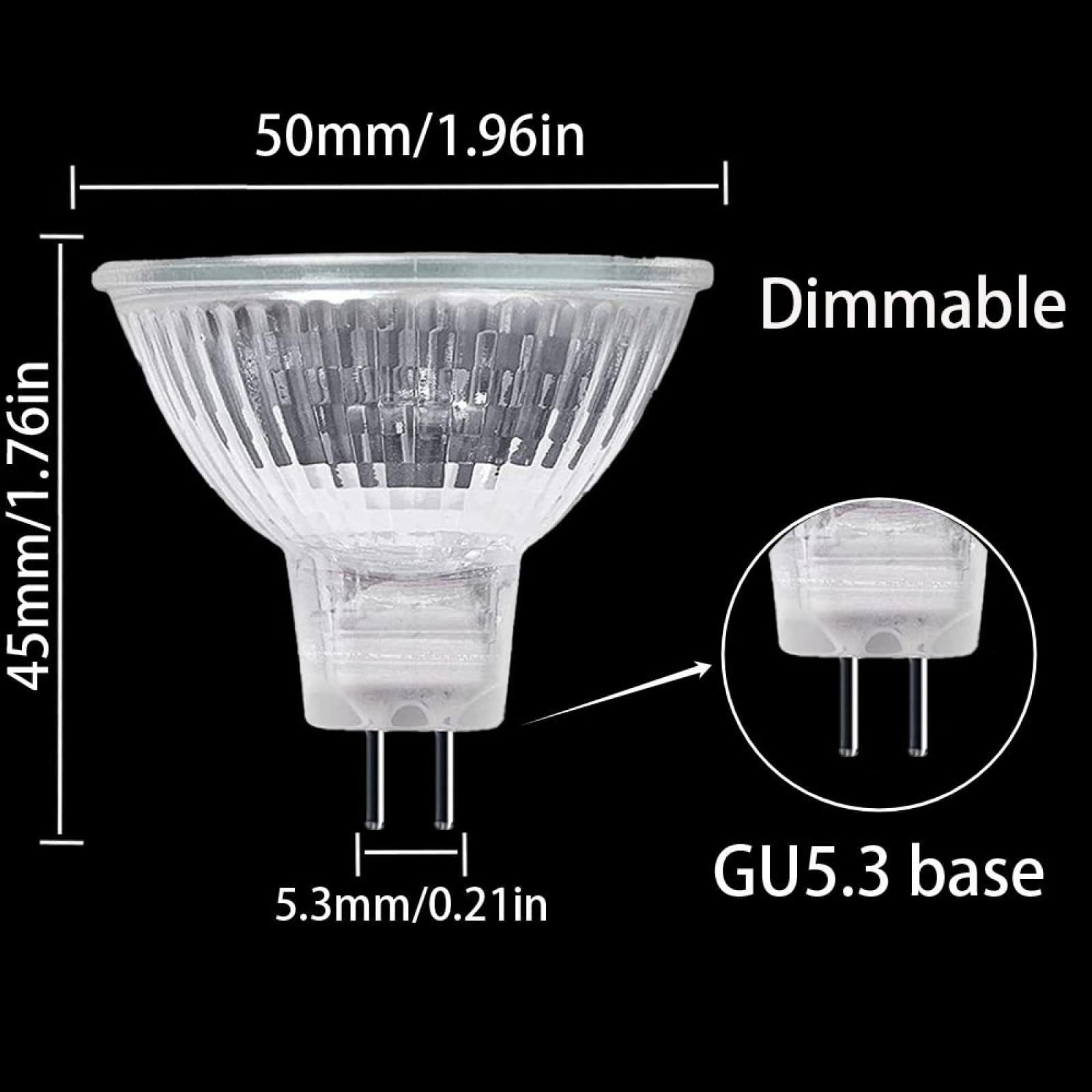 Bombillas halógenas MR16 50 vatios y 24 voltios MR16 24V 20W GU5.3 Bi Pin Spotlight Lámpara Reflectora 2700K Blanco cálido regulable 6PCS 50W