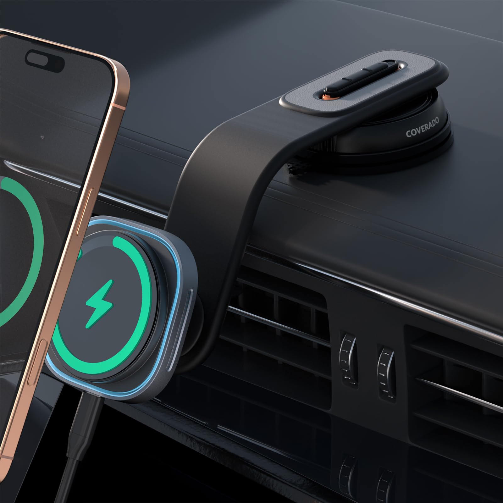 Coverado for 15W Magsafe Car Mount Charger QI2 Wireless Car Charger Phone Holder fwith Adjustable Aluminum Alloy Arm