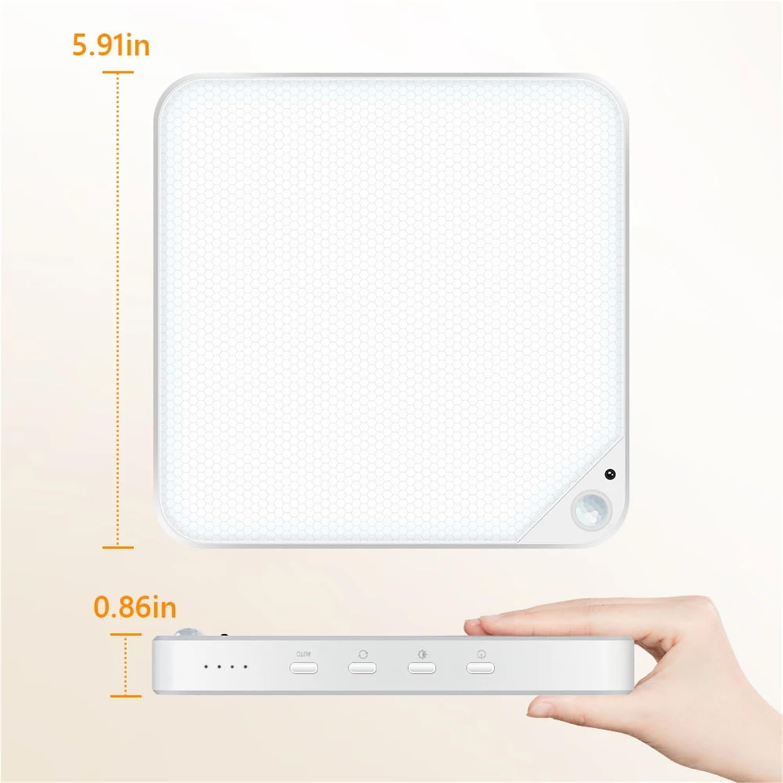 Plafon LED Techo,Luz LED Techo Lámpara de techo con sensor movimiento recargable 8 W y mando a distancia, batería 5000 mAh, LED magnético for ducha, garaje, pasillo, armario(Square Ceiling Light,8W)