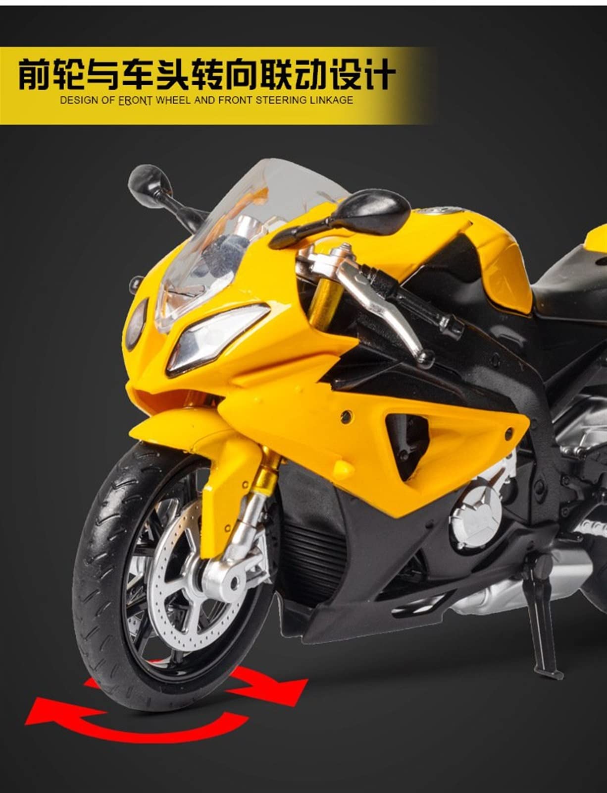 Modello 1:12 Per BMW-S1000RR Modello Di Moto In Lega Metallo Veicolo Con Pneumatici In Gomma Giocattoli Regali Compleanno(Black)