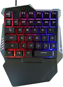 MONOSTORE Gaming Keyboard, One Handed Keyboard, Left Hand Wired USB Flashing Keyboard, 35 Keys