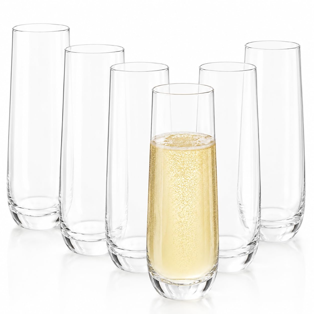Copas de champán sin tallo que evitan caídas para brindar en fiestas de cumpleaños