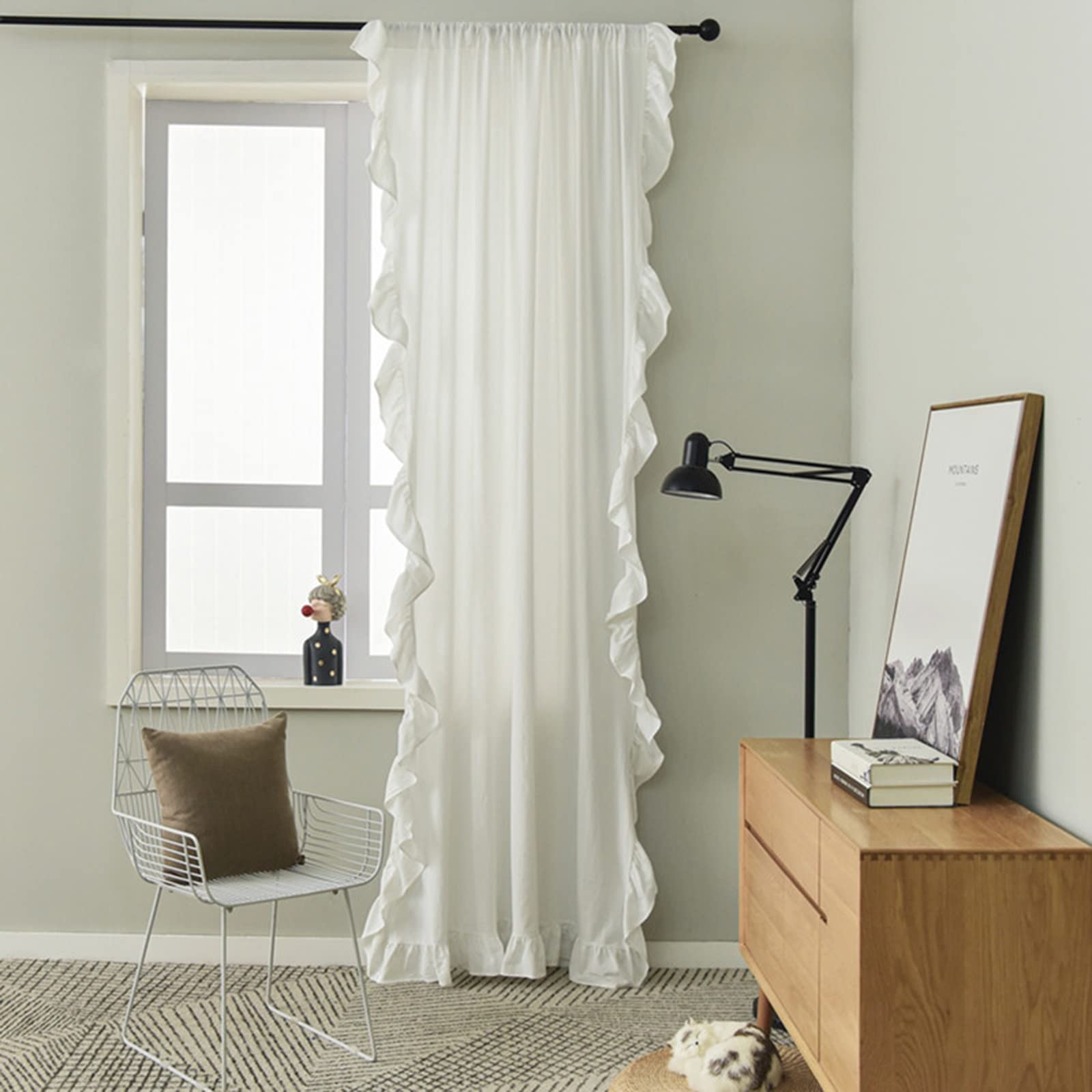 Rideau de fenêtre de salon en coton semi occultant fait main pour chambre