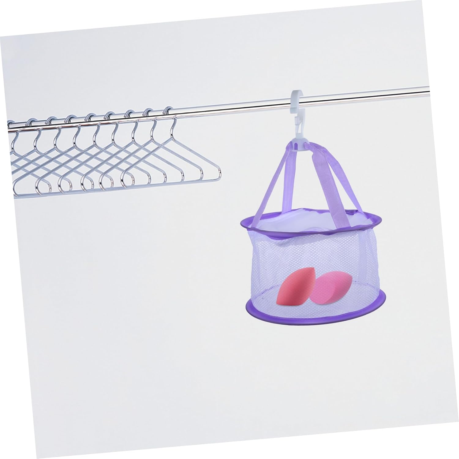 Hanging Makeup Puff Drying Basket with Deepened Edge, Portable Cloth Rack image 3