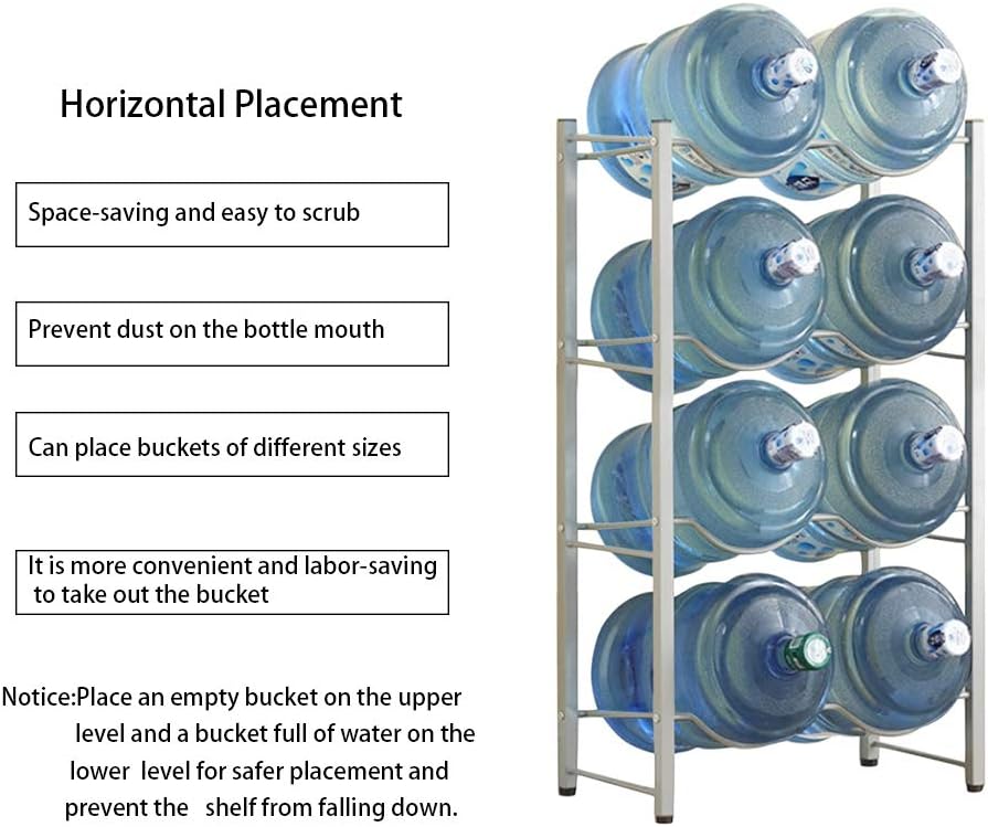 Fitlyiee 5 Gallon Water Bottle Rack Holder 4-Tier Water Jug Holder for 8 Bottles Heavy Duty Water Bottle Storage Rack for Kitchen Office Home (White) : Tools & Home Improvement