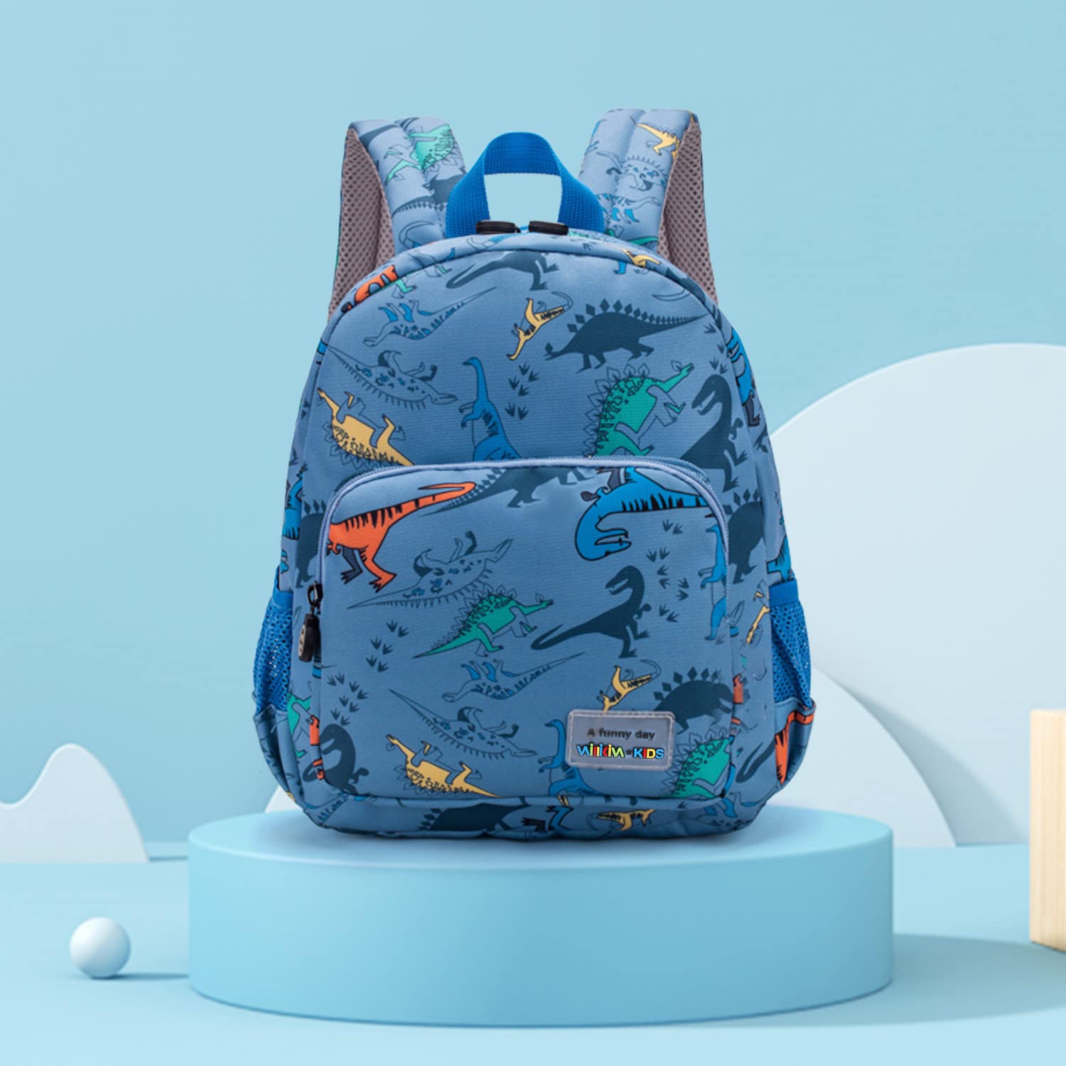 willikiva 3D Dinosaur Backpack Toddler Backpacks for Boys and Girls Kids Backpack Waterproof Preschool Safety Harness Leash (Light Blue) - Image 7