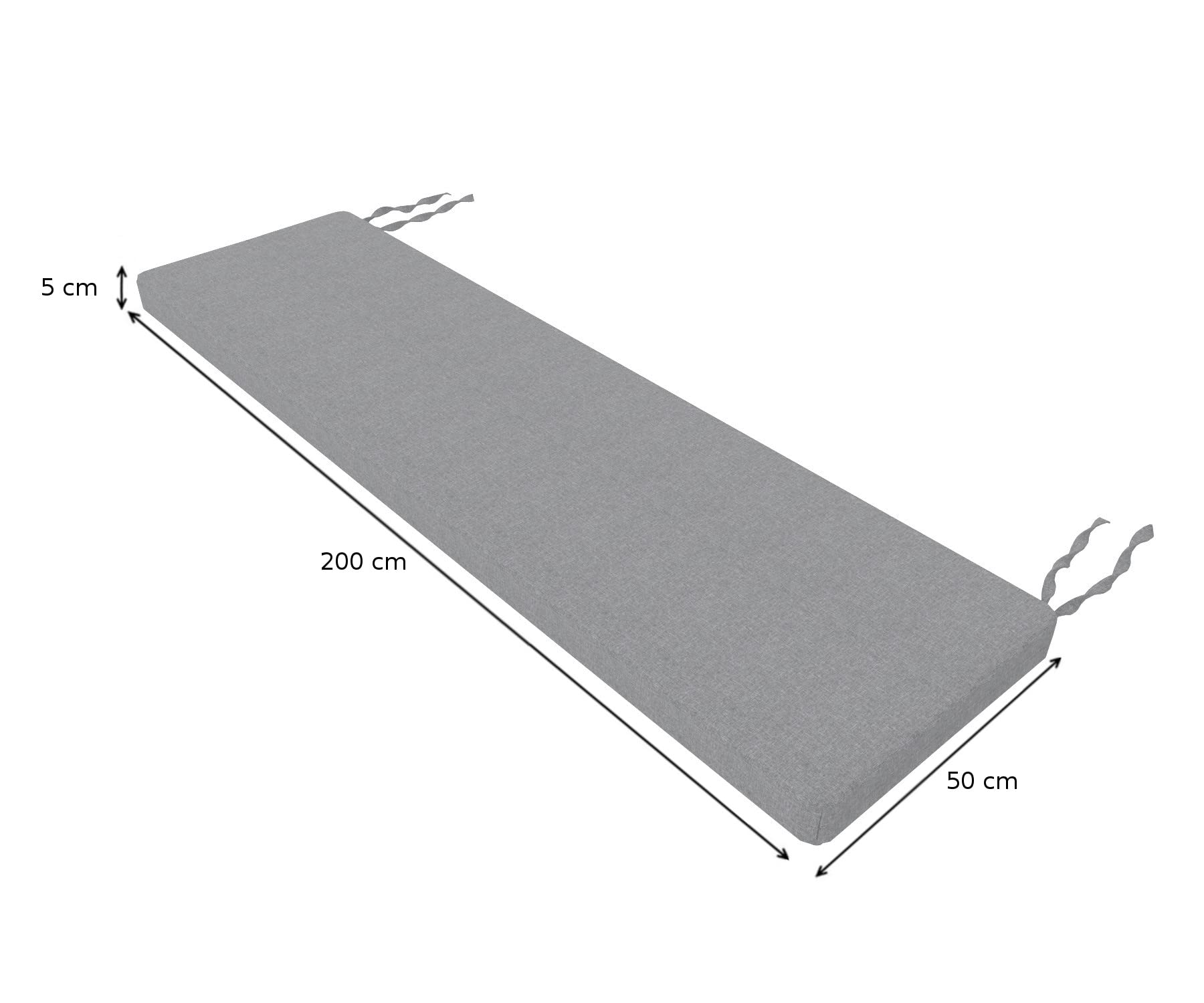 Cuscino Per Panchina Da Giardino POKAR 200x50x5cm - Grigio, Fodera Lavabile, Resistente Alle Macchie - Foto 6